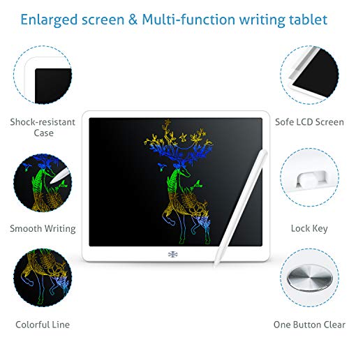 FVEREY LCD Writing Tablet, 15 Inch Colorful Doodle Board,Drawing Tablet Educational Toys for Boys and Girls,Electronic Drawing Pad Gift for Kids and Adults White from FVEREY