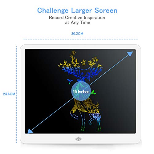 FVEREY LCD Writing Tablet, 15 Inch Colorful Doodle Board,Drawing Tablet Educational Toys for Boys and Girls,Electronic Drawing Pad Gift for Kids and Adults White from FVEREY