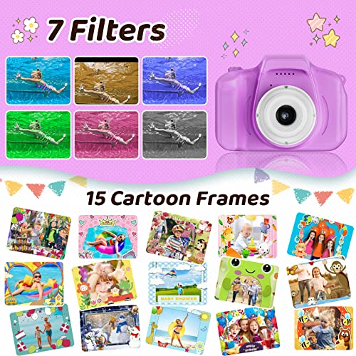 Kids Waterproof Camera, Children Sports Underwater Camcorder, Best Electronics Toys Gifts for 4-12 Years Old Girls Boys, Action Camera HD 1080P with 32GB SD Card (Purple) by Pyong