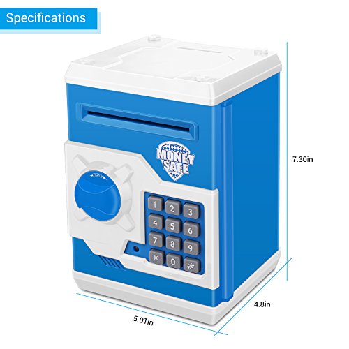 Zonkin Electronic Password Piggy Bank Kids Safe Bank Mini ATM Electronic Money Save Box Cash Coin Can (Blue White) from Adevena