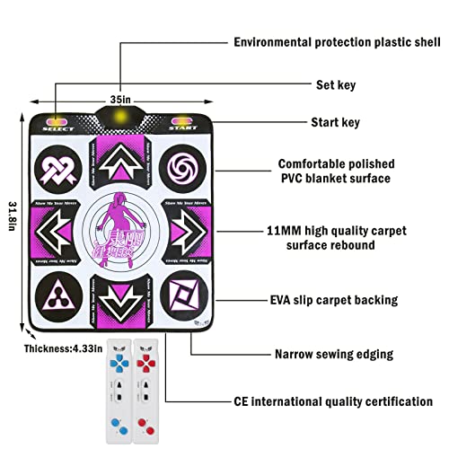 wuyule Dancing Mat - Electronic Dance Mat for Kids and Adults Dancing Game Dance Pad Wireless Non-Slip Dancer Step Pads, High Elasticity and Sensitivity, Multi-Function Games & Levels (Single) by wuyule