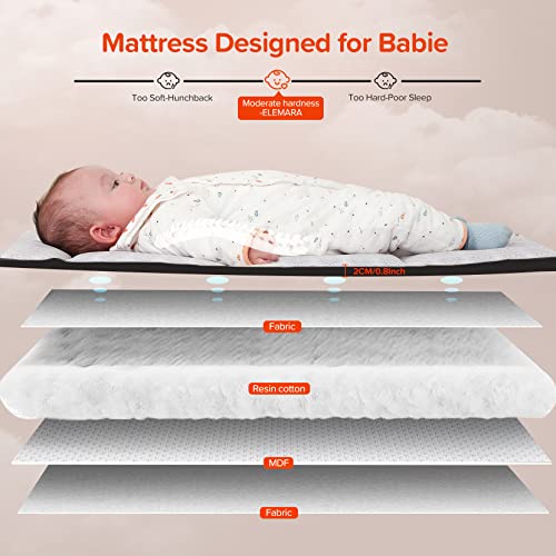 ELEMARA 4 in 1 Baby Bassinet Bedside Crib with Diaper Changer,Pack and Play with Mattress,Sheet and Blackout Cover for Baby,Playpen Travel Bed with Storage,XL Playard with 3 Adjustable Height by ELEMARA