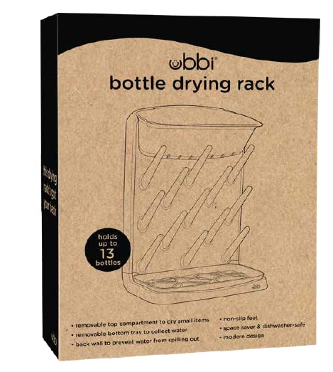 Ubbi Vertical Baby Bottle Drying Rack, Countertop Drying Rack Baby Accessory, Gray by Ubbi