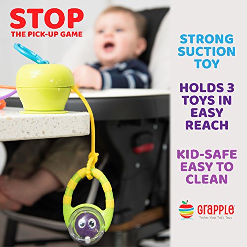 Grapple Suction Cup High Chair Toys Holder | 3 Toy Tethers Keep Toys from Falling | Holds Teethers, Toys, Snack Cups | for Babies 6-12 Months | Perfect for Travel and Restaurant from Boingy LLC