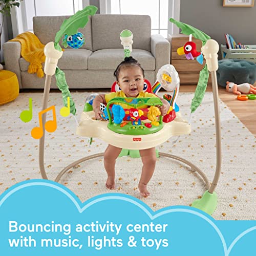 Fisher-Price Baby Bouncer Rainforest Jumperoo Activity Center with Music Lights Sounds and Developmental Toys from Fisher-Price
