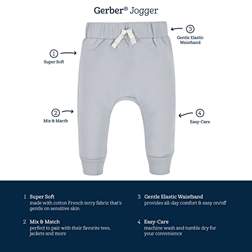 Gerber Baby Boys' Toddler 3-Pack Jogger Pants, Navy/Gray, 0-3 Months by Gerber