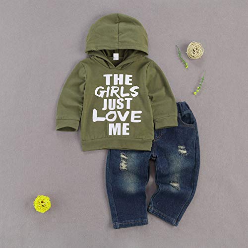 Toddler Baby Boy Outfits Hoodie Sweatshirts & Jeans Clothes Set Fall Winter 6 9 12 18 24 Months (A-Green , 18-24 Months ) from fhutpw