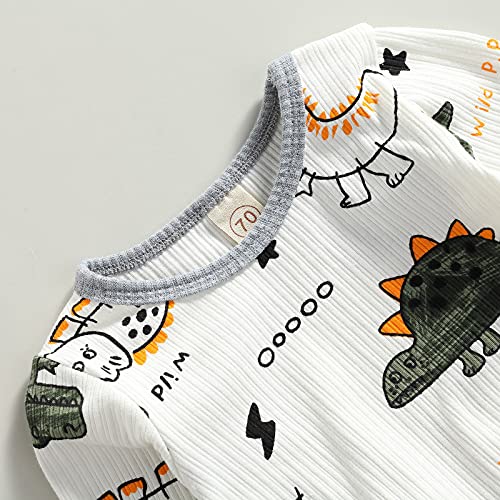 0-24M Dinosaur Newborn Infant Baby Boy Clothes Set Long Sleeve Sweatshirts Tops Pants Outfits (White , 12-18 Months ) by MA&BABY