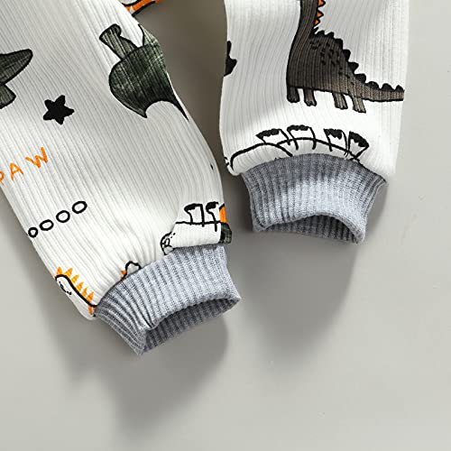 0-24M Dinosaur Newborn Infant Baby Boy Clothes Set Long Sleeve Sweatshirts Tops Pants Outfits (White , 12-18 Months ) by MA&BABY