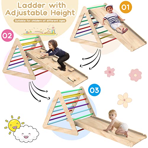 wofafa Toddler Climbing Toys Indoor, Climbing Toys for Toddlers, Montessori Wooden Triangle Climbing Toys with Sliding Ramp, 3PCS Wooden Montessori Play Gym Climbing Toys for Toddlers 1-3 by wofafa