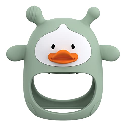 Baby Teething Toys,Silicone Baby Teether Toy for Infants 3+ Months, Never Drop Silicone Baby Mitten Teether for Soothing Teething Pain Relief, Baby Chew Toys for Sucking Needs, BPA Free (Green) from HEOMOONE Shen Zhen Pu Yi International Trading Co., Ltd 