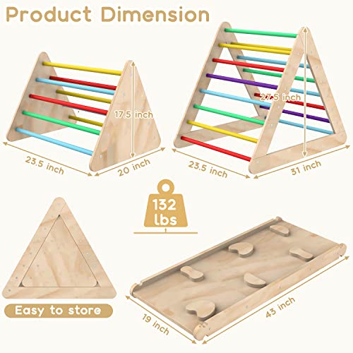 wofafa Toddler Climbing Toys Indoor, Climbing Toys for Toddlers, Montessori Wooden Triangle Climbing Toys with Sliding Ramp, 3PCS Wooden Montessori Play Gym Climbing Toys for Toddlers 1-3 by wofafa
