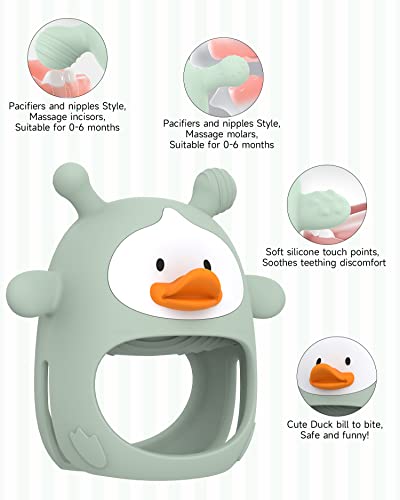 Baby Teething Toys,Silicone Baby Teether Toy for Infants 3+ Months, Never Drop Silicone Baby Mitten Teether for Soothing Teething Pain Relief, Baby Chew Toys for Sucking Needs, BPA Free (Green) from HEOMOONE Shen Zhen Pu Yi International Trading Co., Ltd 