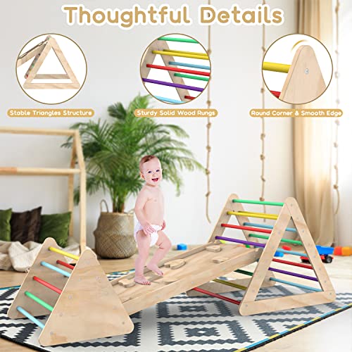 wofafa Toddler Climbing Toys Indoor, Climbing Toys for Toddlers, Montessori Wooden Triangle Climbing Toys with Sliding Ramp, 3PCS Wooden Montessori Play Gym Climbing Toys for Toddlers 1-3 by wofafa