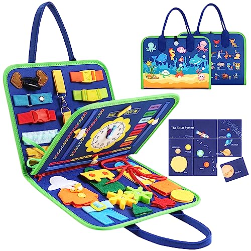 khlerox Busy Board Montessori Toy for Toddlers, Educational Learning Activity Sensory Board, Developing Sensory Toy for Fine Motor Skills, Travel Toy for Plane Car, Gift for Boys Girls from khlerox