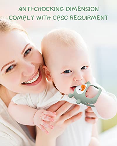 Baby Teething Toys,Silicone Baby Teether Toy for Infants 3+ Months, Never Drop Silicone Baby Mitten Teether for Soothing Teething Pain Relief, Baby Chew Toys for Sucking Needs, BPA Free (Green) from HEOMOONE Shen Zhen Pu Yi International Trading Co., Ltd 