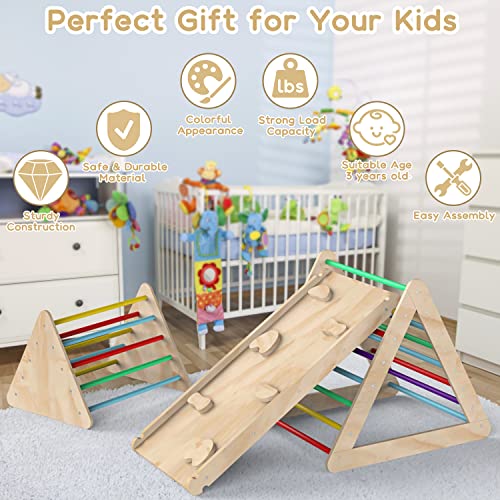 wofafa Toddler Climbing Toys Indoor, Climbing Toys for Toddlers, Montessori Wooden Triangle Climbing Toys with Sliding Ramp, 3PCS Wooden Montessori Play Gym Climbing Toys for Toddlers 1-3 by wofafa