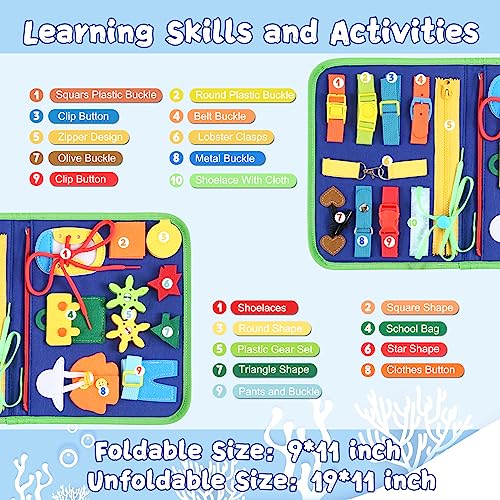 khlerox Busy Board Montessori Toy for Toddlers, Educational Learning Activity Sensory Board, Developing Sensory Toy for Fine Motor Skills, Travel Toy for Plane Car, Gift for Boys Girls from khlerox