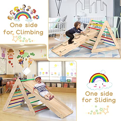 wofafa Toddler Climbing Toys Indoor, Climbing Toys for Toddlers, Montessori Wooden Triangle Climbing Toys with Sliding Ramp, 3PCS Wooden Montessori Play Gym Climbing Toys for Toddlers 1-3 by wofafa