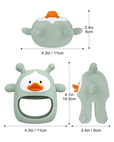 Baby Teething Toys,Silicone Baby Teether Toy for Infants 3+ Months, Never Drop Silicone Baby Mitten Teether for Soothing Teething Pain Relief, Baby Chew Toys for Sucking Needs, BPA Free (Green) from HEOMOONE Shen Zhen Pu Yi International Trading Co., Ltd 