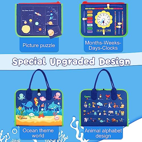 khlerox Busy Board Montessori Toy for Toddlers, Educational Learning Activity Sensory Board, Developing Sensory Toy for Fine Motor Skills, Travel Toy for Plane Car, Gift for Boys Girls from khlerox