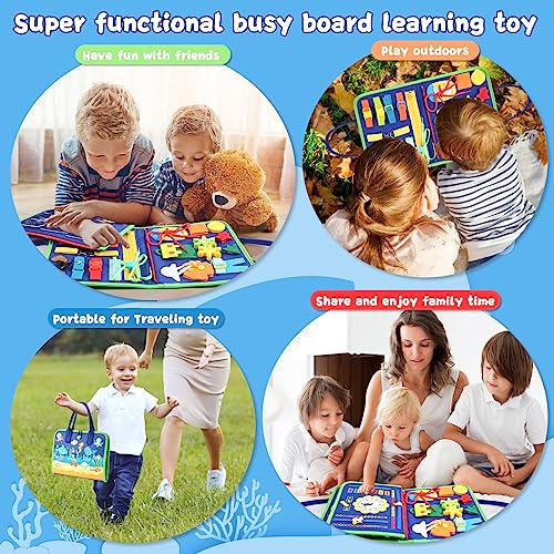 khlerox Busy Board Montessori Toy for Toddlers, Educational Learning Activity Sensory Board, Developing Sensory Toy for Fine Motor Skills, Travel Toy for Plane Car, Gift for Boys Girls from khlerox