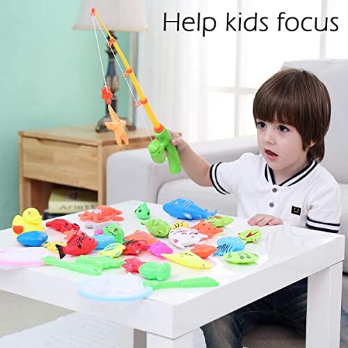 CozyBomB Kids Fishing Bath Toys Game - 17Pcs Magnetic Floating Toy Magnet Pole Rod Net, Plastic Floating Fish - Toddler Education Teaching and Learning Colors (New) from CozyBomB