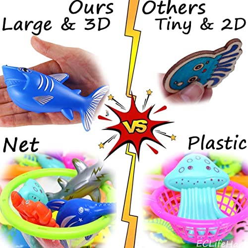 CozyBomB Kids Fishing Bath Toys Game - 17Pcs Magnetic Floating Toy Magnet Pole Rod Net, Plastic Floating Fish - Toddler Education Teaching and Learning Colors (New) from CozyBomB