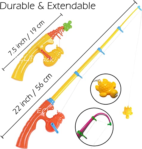 CozyBomB Kids Fishing Bath Toys Game - 17Pcs Magnetic Floating Toy Magnet Pole Rod Net, Plastic Floating Fish - Toddler Education Teaching and Learning Colors (New) from CozyBomB