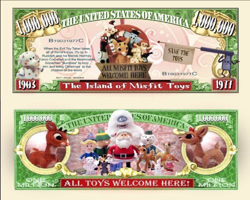 Anime Source Christmas Movie Series The Island of Misfit Toys Rudolph Reindeer Commemorative Novelty Bill with Semi Rigid Protector from TJ6 Enterprises