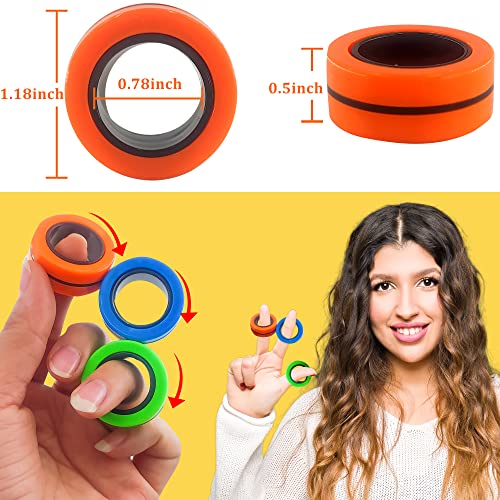 Dermasy Magnetic Rings Fidget Toy 2021 Newest 3 PCS Set Novelty Fidget Toys for Stress and Anxiety Relief Great Gift for Teens Kids Adults with OCD ADHD Autistc (3Pcs Multicolor (New)) from Dermasy