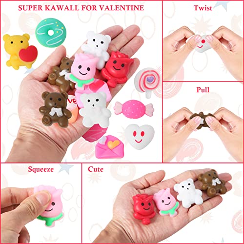56 Pcs Kawaii Valentines Day Mochi Squishy Toys for Girls Boys Kids, Valentine's Stress Relief Toys, Valentines Classroom Exchange Party Favors, Valentine Gift Exchange by Shengyun