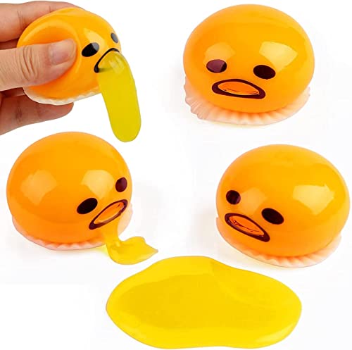 4PCS Yellow Round Vomiting,Decompress The Stress Ball,The Puking Stress Ball Include Yolk Egg Whiteï¼Novelty Toys & Amusements,Vent Stress Tricky Game Relief Toys by BDQMGL