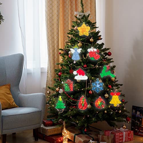 Christmas Mini Push Pop Bubble Fidget Toy, Keychain Bubble Pop Desk Toy, Fidget Keychain Relieve Anxiety Stress Pop Fidget Toy (12pcs) from Christmas Mini