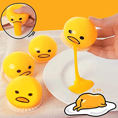4PCS Yellow Round Vomiting,Decompress The Stress Ball,The Puking Stress Ball Include Yolk Egg Whiteï¼Novelty Toys & Amusements,Vent Stress Tricky Game Relief Toys by BDQMGL