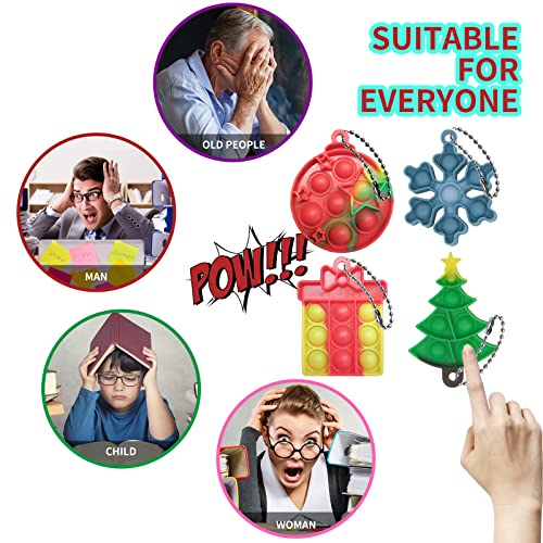 Christmas Mini Push Pop Bubble Fidget Toy, Keychain Bubble Pop Desk Toy, Fidget Keychain Relieve Anxiety Stress Pop Fidget Toy (12pcs) from Christmas Mini