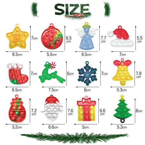 Christmas Mini Push Pop Bubble Fidget Toy, Keychain Bubble Pop Desk Toy, Fidget Keychain Relieve Anxiety Stress Pop Fidget Toy (12pcs) from Christmas Mini