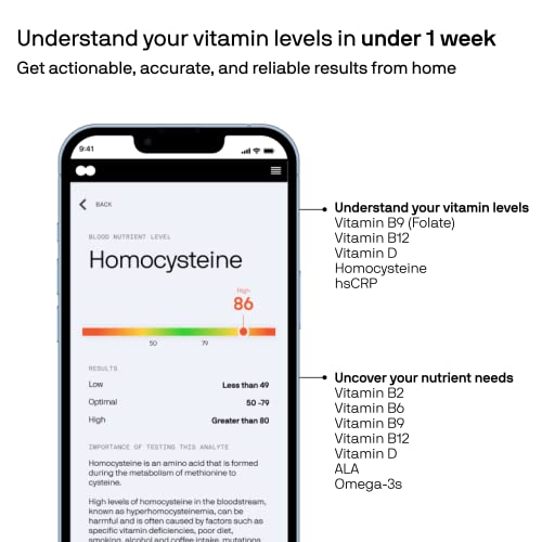Rootine at-Home Vitamin Test, Understand Your Vitamin D, B12, B9 (Folate), hsCRP, and Homocysteine Levels, Inform Your Diet & Nutrition, Fast Results from CLIA-Certified Labs, Easy at-Home Collection by Rootine