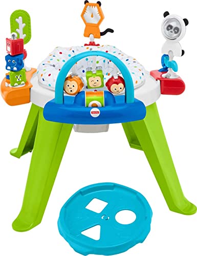 Fisher-Price Baby to Toddler Toy 3-In-1 Spin & Sort Activity Center and Play Table with Playmat and 10+ Activities, Retro Roar from Fisher-Price