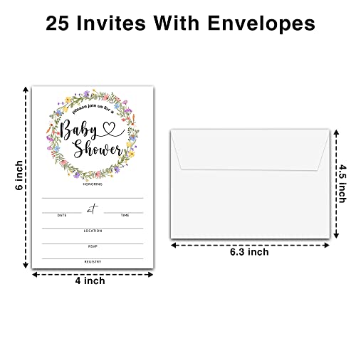 Baby Shower Invitation Kit, Diaper Raffle Games, Books For Baby, Greenery Boho Floral Baby Gender Reveal Fill In Invites Cards, Each Design 25 Cards & 25 Envelopes ï¼A Total of 100 setï¼- BABYSET-013 from mermermu