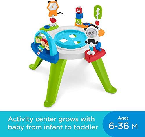 Fisher-Price Baby to Toddler Toy 3-In-1 Spin & Sort Activity Center and Play Table with Playmat and 10+ Activities, Retro Roar from Fisher-Price