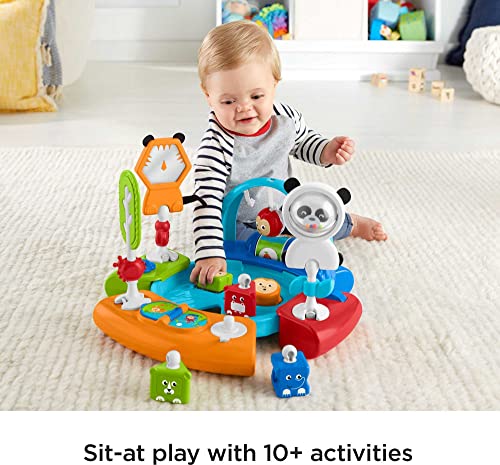Fisher-Price Baby to Toddler Toy 3-In-1 Spin & Sort Activity Center and Play Table with Playmat and 10+ Activities, Retro Roar from Fisher-Price