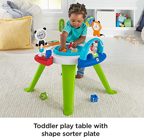 Fisher-Price Baby to Toddler Toy 3-In-1 Spin & Sort Activity Center and Play Table with Playmat and 10+ Activities, Retro Roar from Fisher-Price