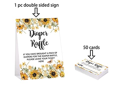 Diaper Raffle Tickets and Sign Baby Shower Games, Decorations, Party Favors For Baby Showers â 1 Sign, 50 Cards per Pack(DIAPER-C003) by Doreen's Boutique