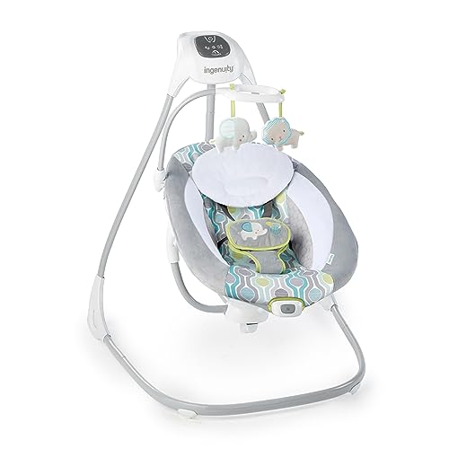Ingenuity SimpleComfort Lightweight Multi-Direction Compact Baby Swing, 6 Speeds, Nature Sounds & Vibrations - Everston by Kids2, Inc.