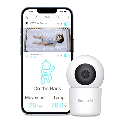 Sense-U Video Baby Monitor with Remote Pan-Tilt-Zoom Camera, 2-Way Talk, Night Vision, Background Audio, Motion Detection & No Monthly Fee (Compatible Smart Baby Monitor) by Sense-U