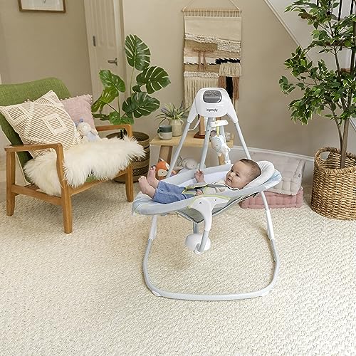 Ingenuity SimpleComfort Lightweight Multi-Direction Compact Baby Swing, 6 Speeds, Nature Sounds & Vibrations - Everston by Kids2, Inc.