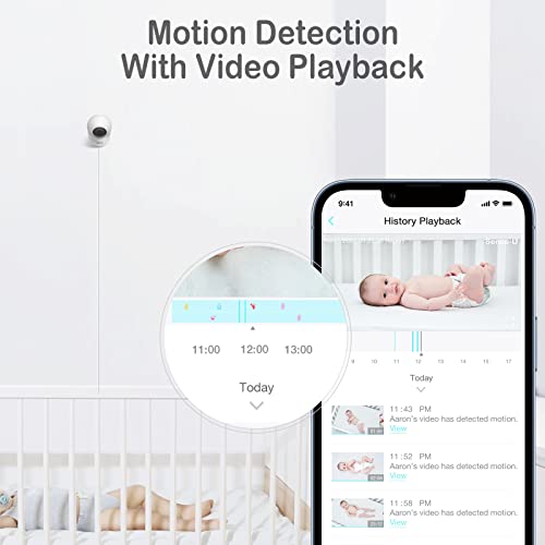 Sense-U Video Baby Monitor with Remote Pan-Tilt-Zoom Camera, 2-Way Talk, Night Vision, Background Audio, Motion Detection & No Monthly Fee (Compatible Smart Baby Monitor) by Sense-U