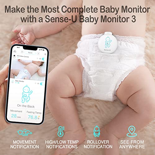 Sense-U Video Baby Monitor with Remote Pan-Tilt-Zoom Camera, 2-Way Talk, Night Vision, Background Audio, Motion Detection & No Monthly Fee (Compatible Smart Baby Monitor) by Sense-U