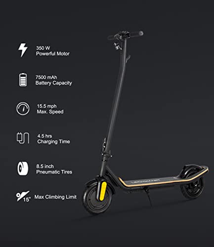 LEQISMART Electric Scooter Adults, 350W Motor & 15.5MPH, 8.5" Pneumatic Tires, 12-17 Miles Range E Scooter with 270Wh Battery, Foldable Commuting Electric Scooter for Adults by ShenZhen LEQI Intelligent Technology Co., Ltd